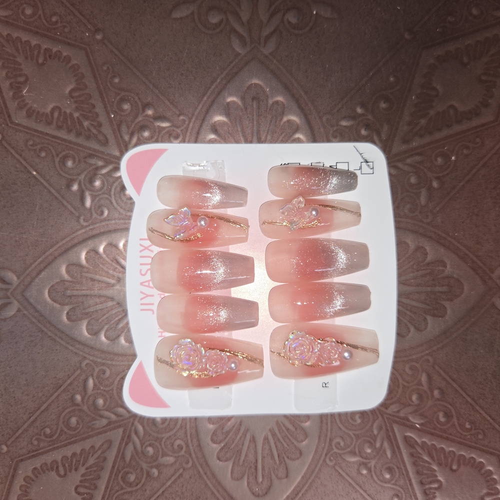 Pink Glitter Press-On Nails
